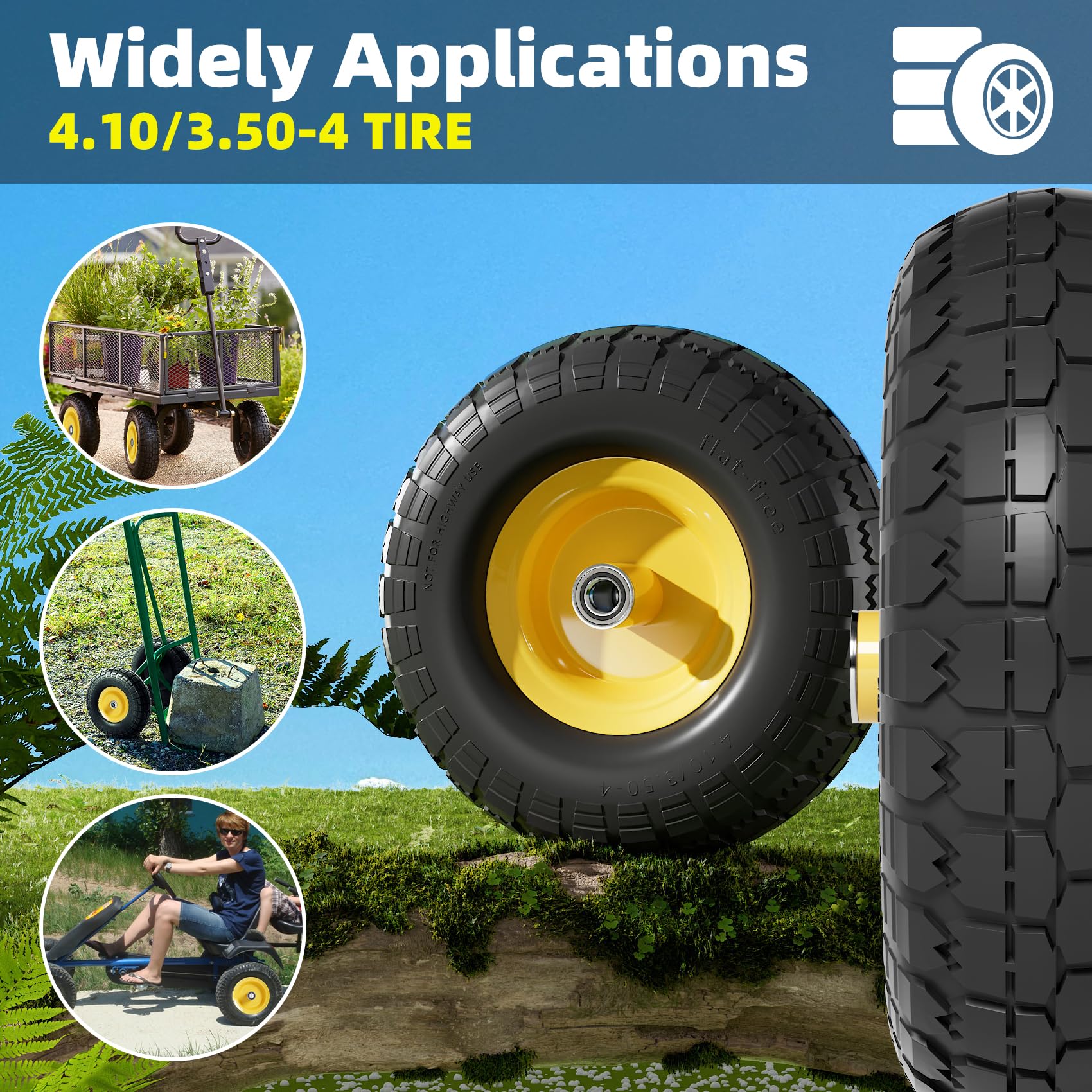 IOCOCEE solid tire wheels 10-inch durability reduces downtime from flats during outdoor work.