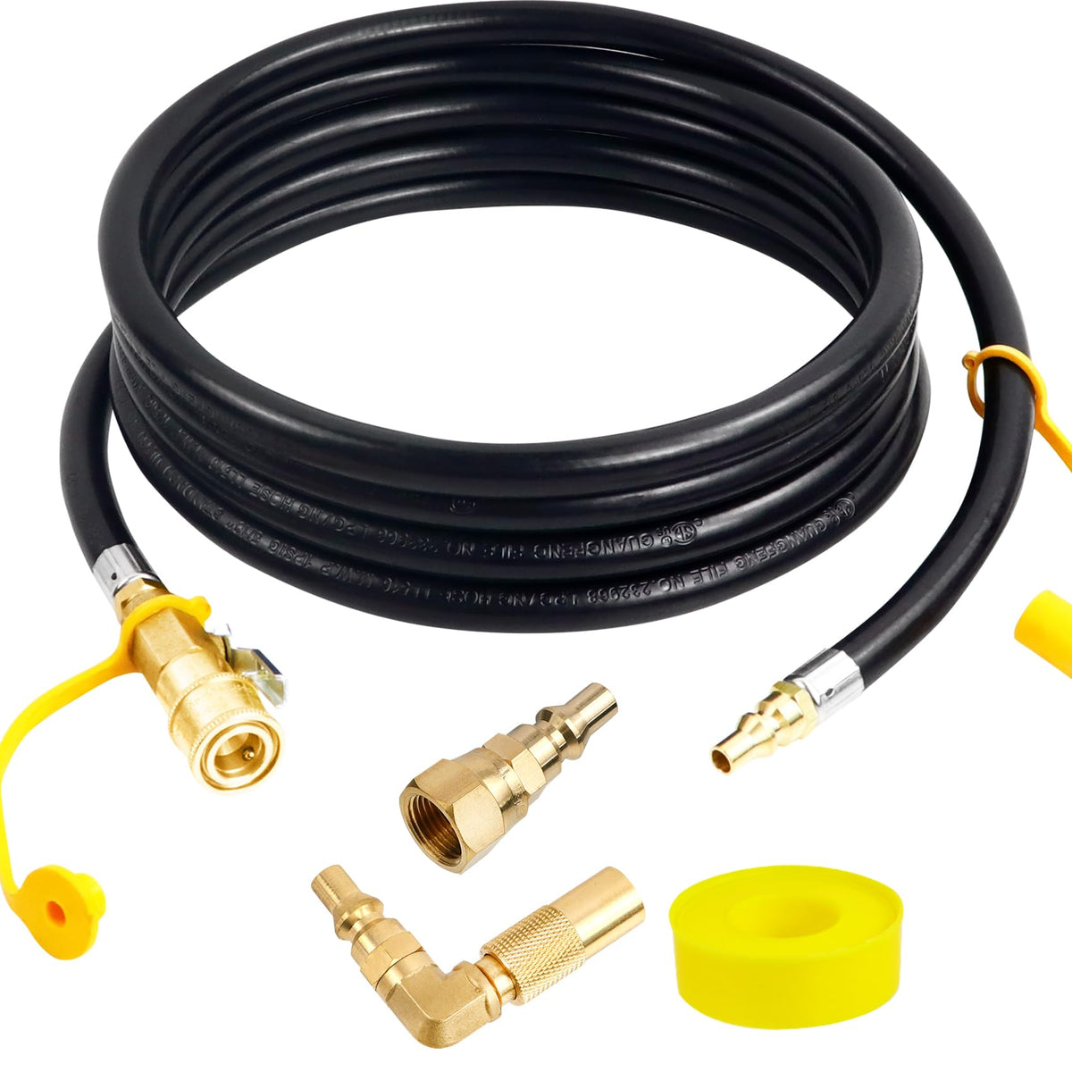 Iococee 12ft RV quick connect hose ready for RV-to-grill hookups on the go.