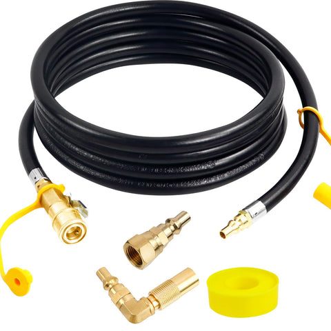 Iococee 12ft RV quick connect hose ready for RV-to-grill hookups on the go.
