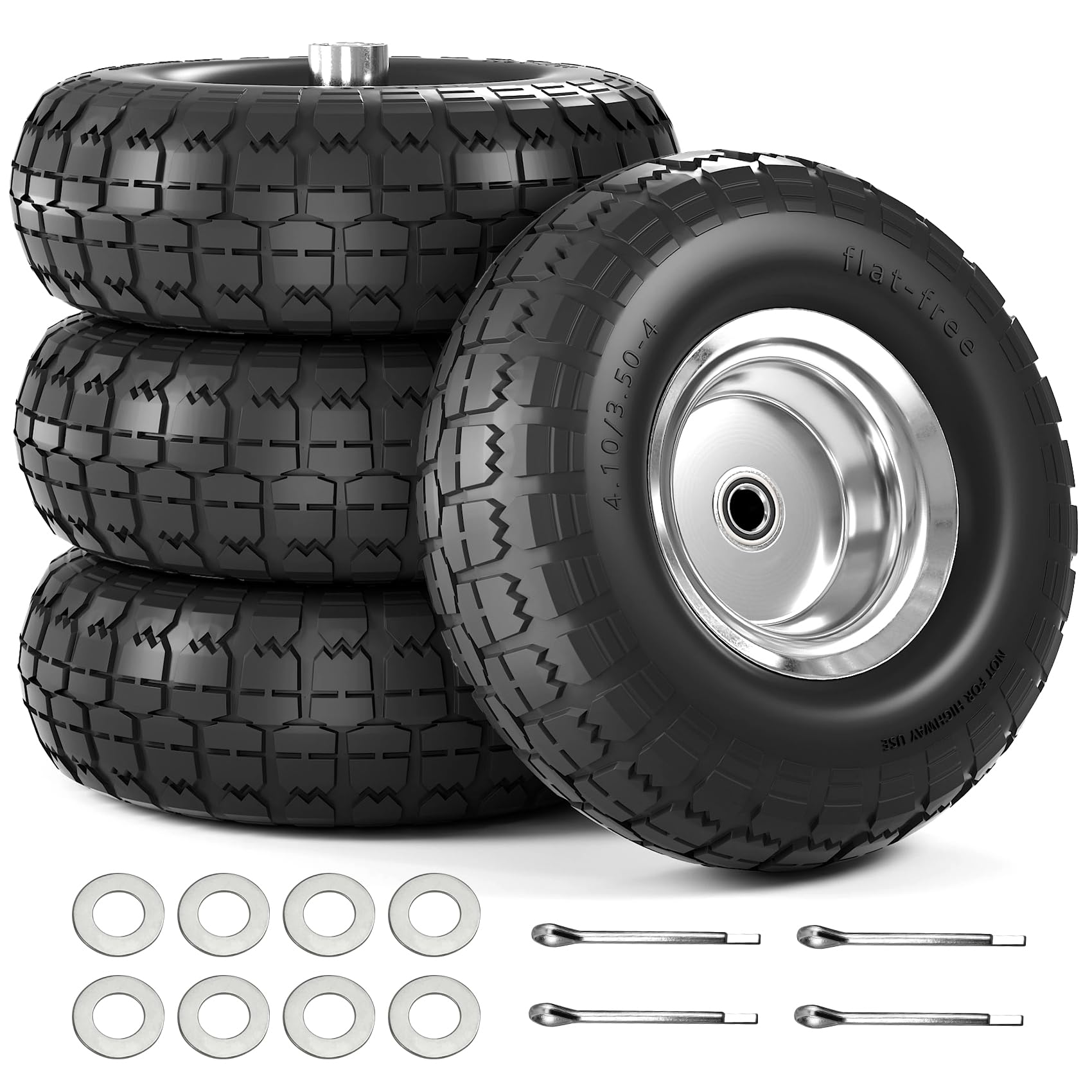 Iococee upgraded flatfree tire close-up highlighting puncture resistance and durability
