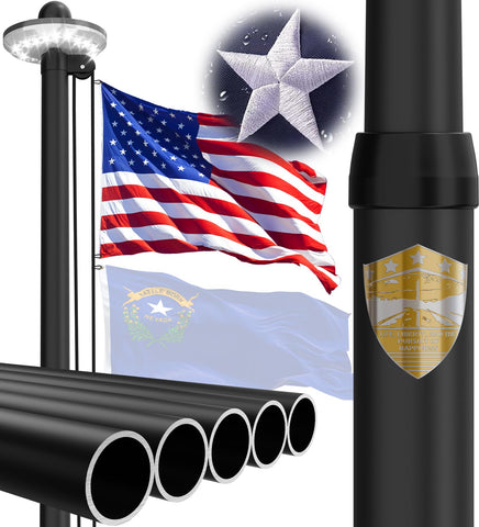 IOEN flag pole base diameter close-up showing sturdy 2.7-inch width for outdoor mounting