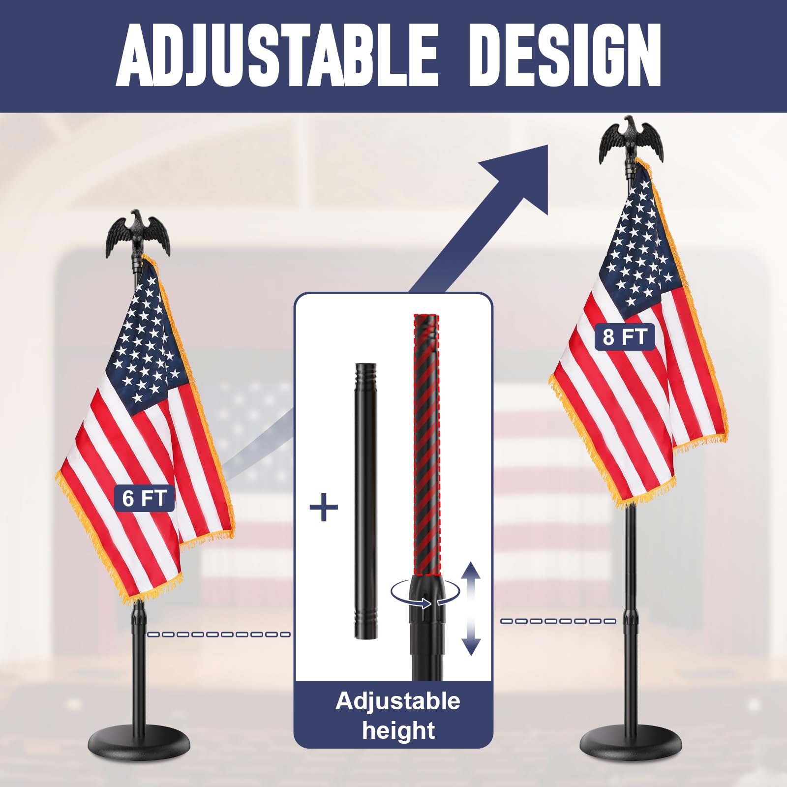 IOEN 3x5 US flag for indoor display, vivid colors and crisp edges.