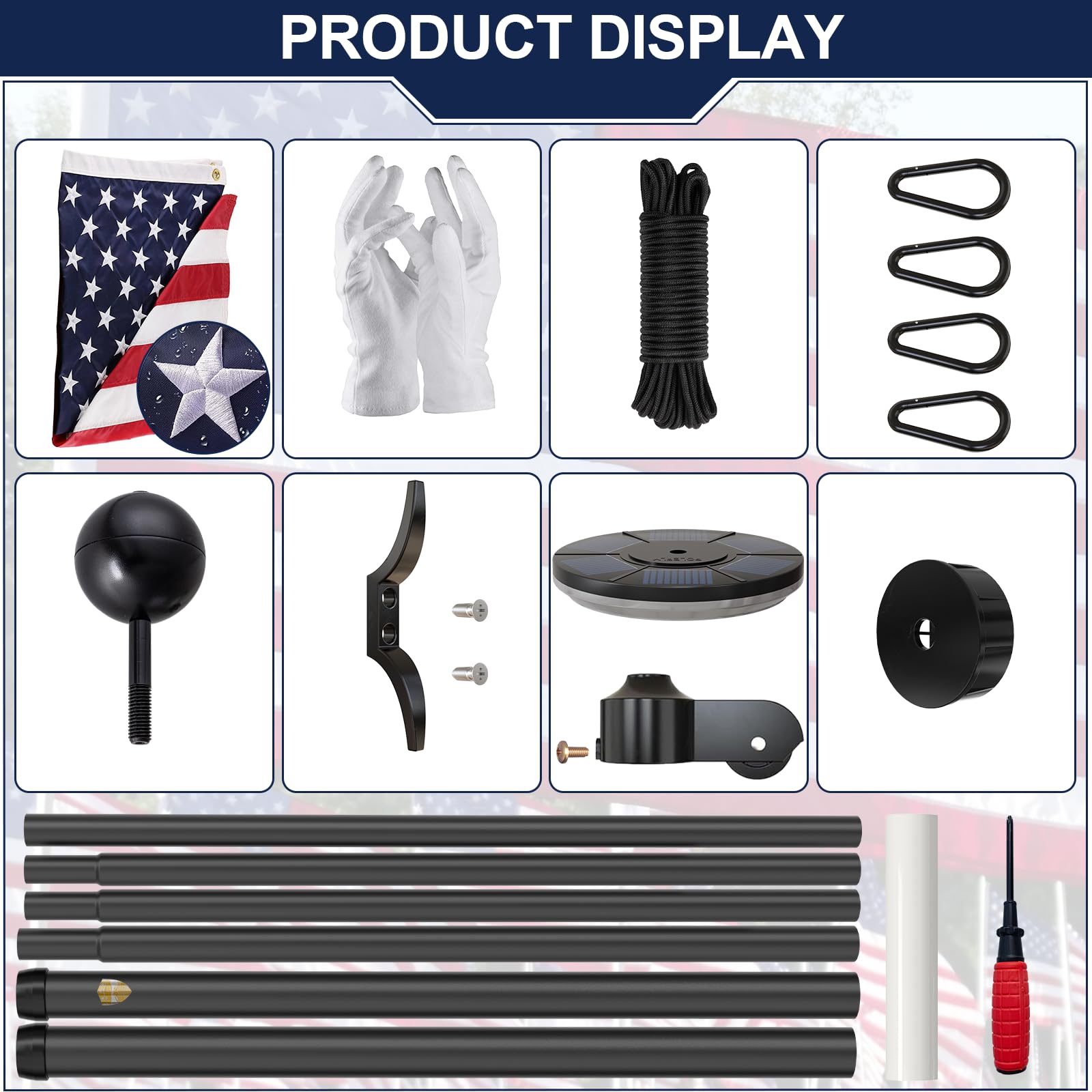 IOEN decorative black ball top on the flag pole
