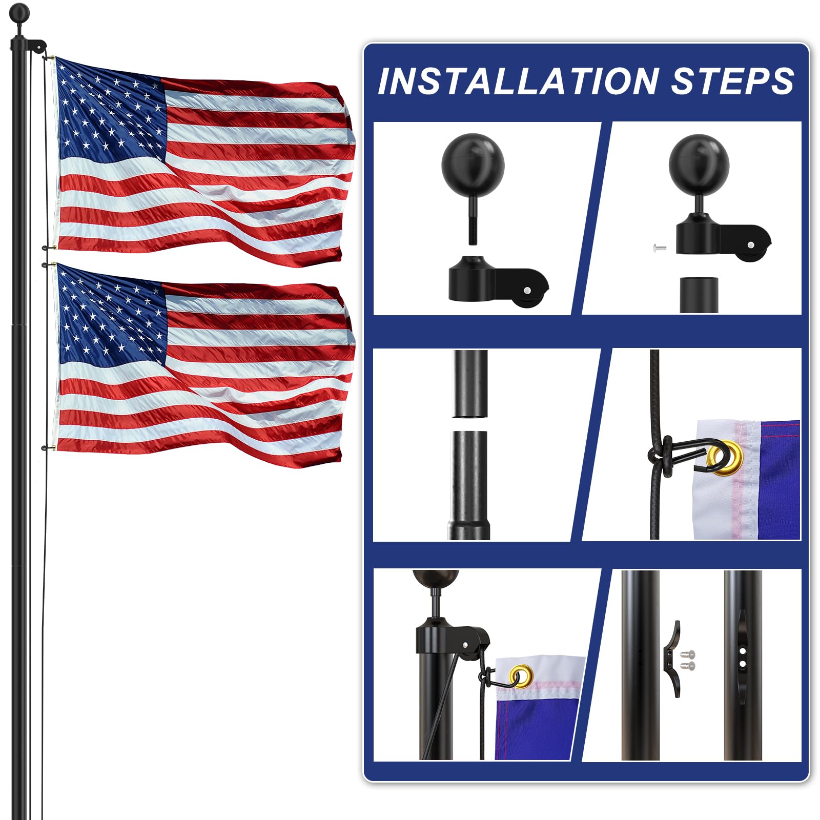 ioen flag pole ground base diameter 2.36in for sturdy upright display