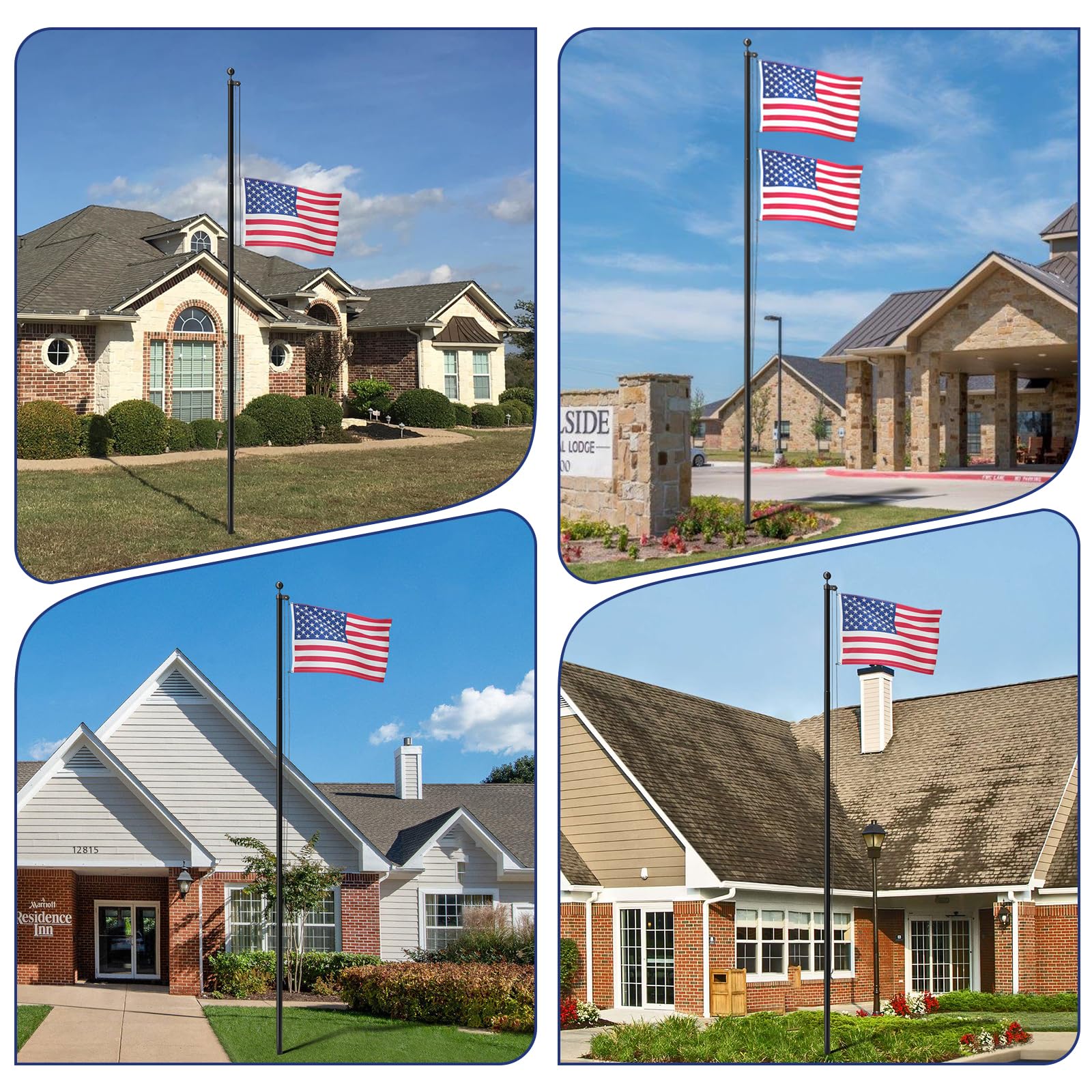 ioen flag pole night view showing sleek black finish