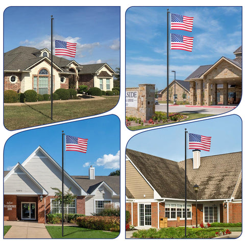 ioen flag pole night view showing sleek black finish