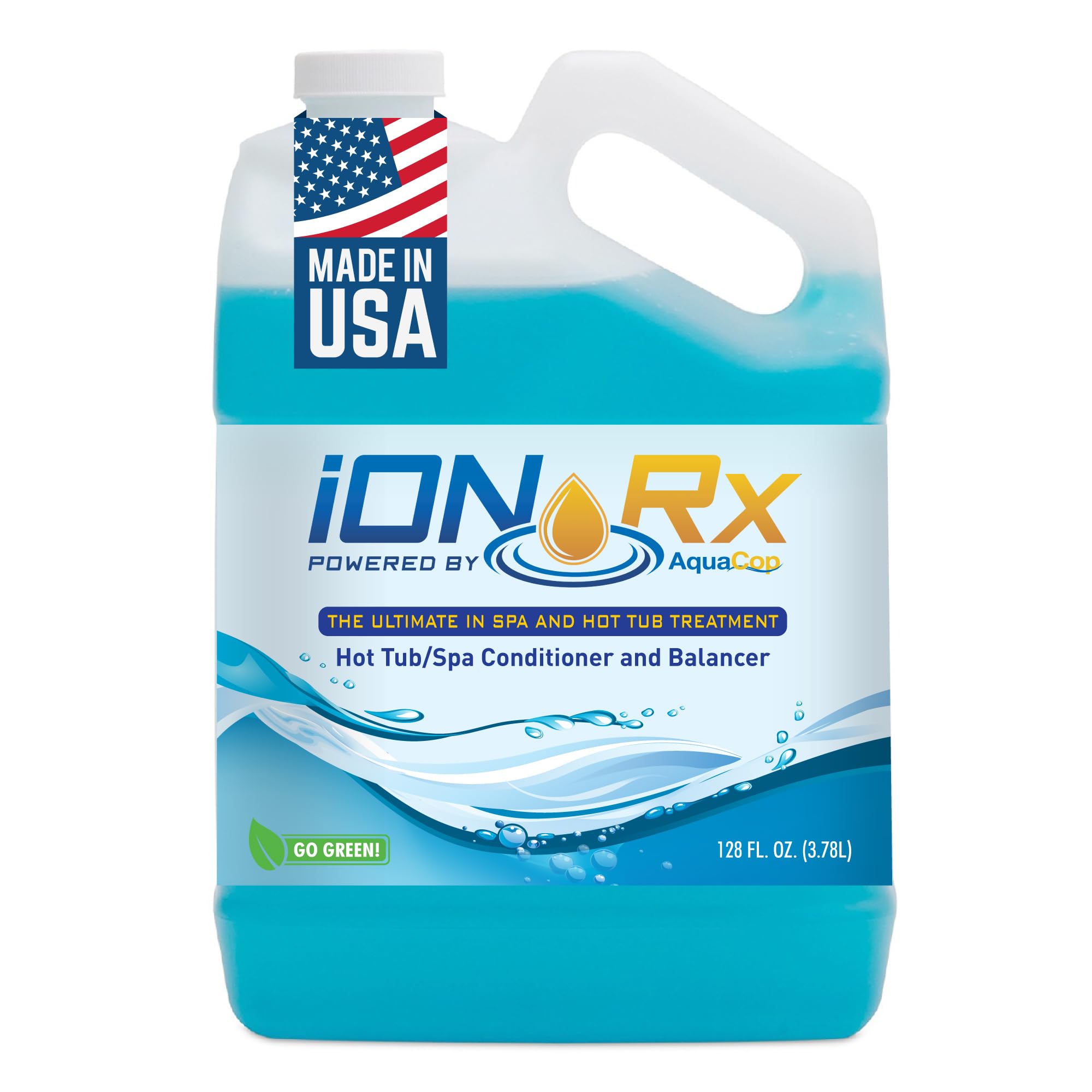 iONRx hot tub bottle front view for balanced, crystal-clear water.