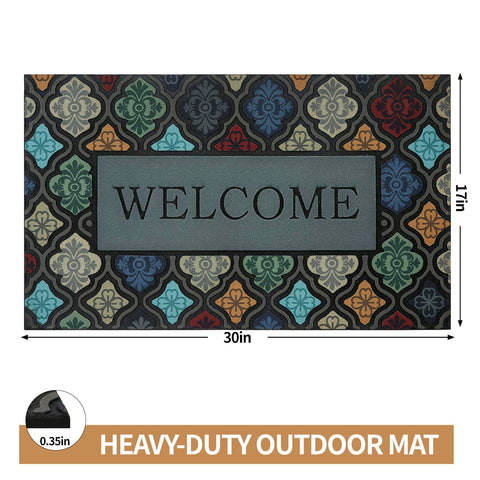 Iouwy colorful flower welcome mat dirt-blocking helps keep indoor floors cleaner after outdoor visits.