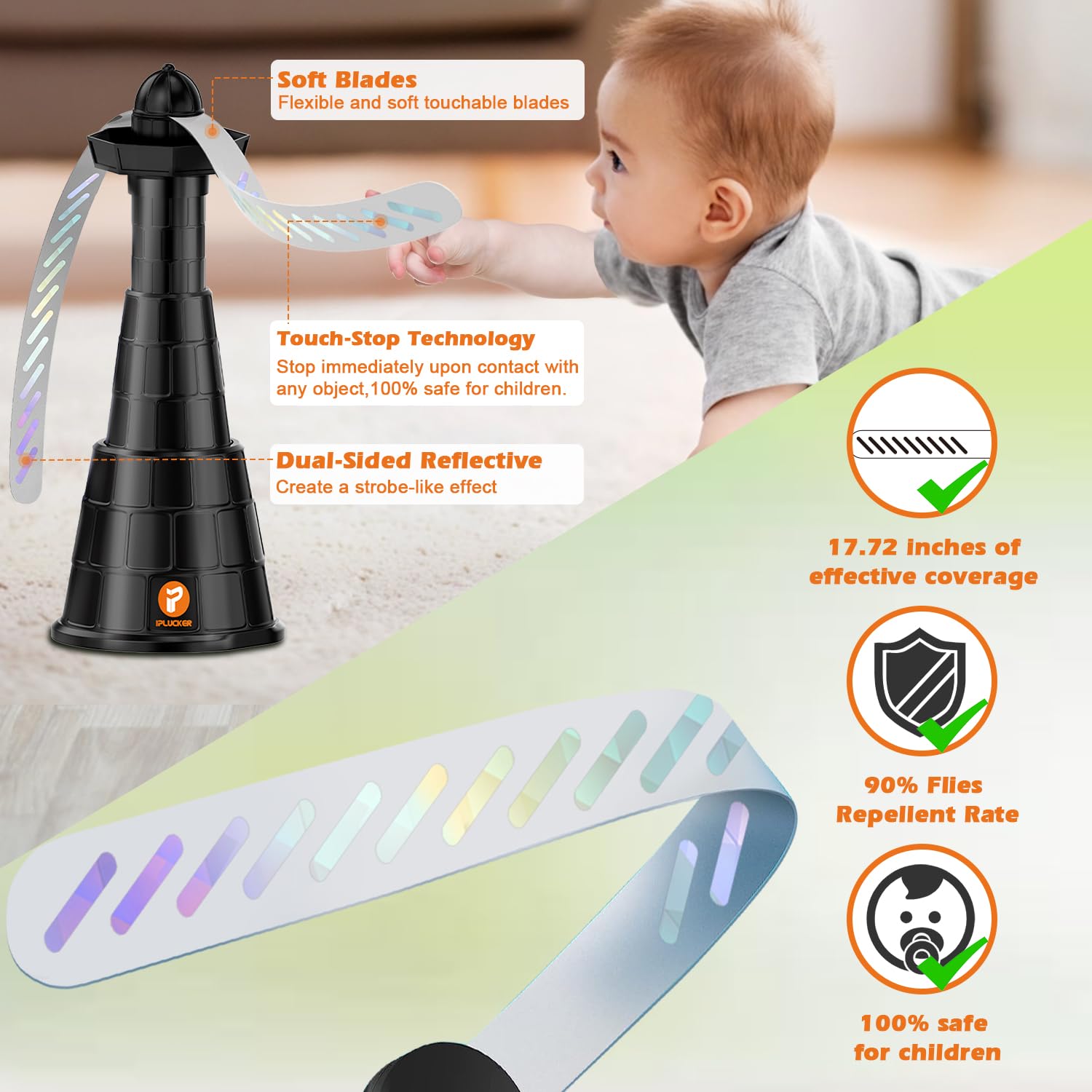 IPLUCKER holographic fly swatter helps deter pests at meals