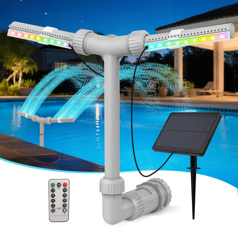 IPOOLTENG lights kit enhances night-time spray illumination for pool ambiance.