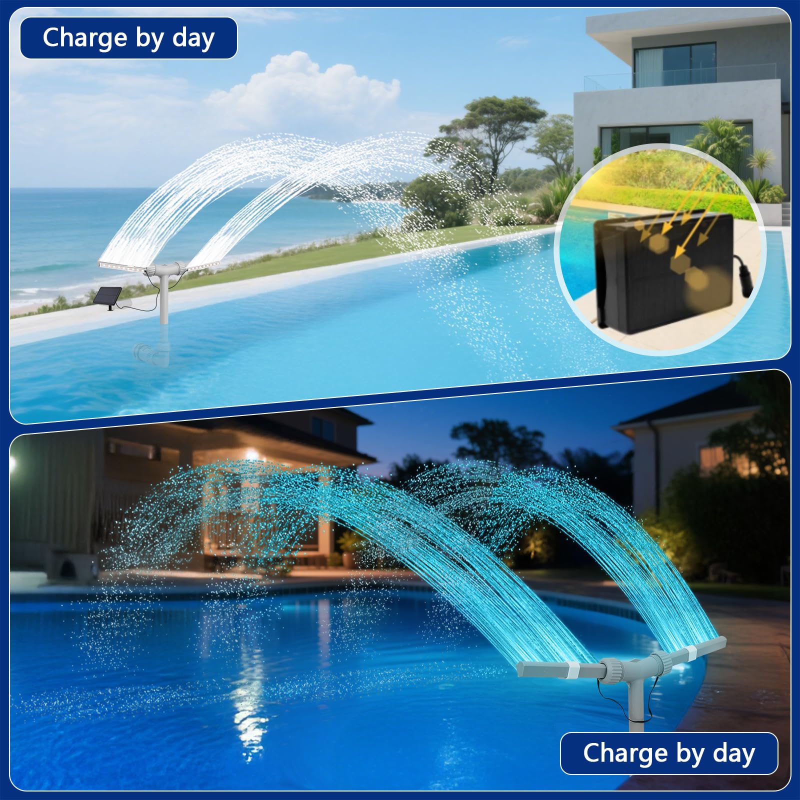 IPOOLTENG side valve controls mist or waterfall flow for mood adjustments.