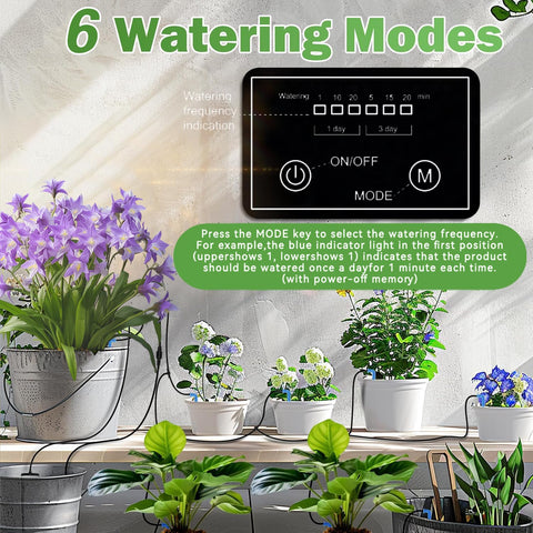 IPOW anti-siphon dripper close-up prevents overwatering after switch-off.