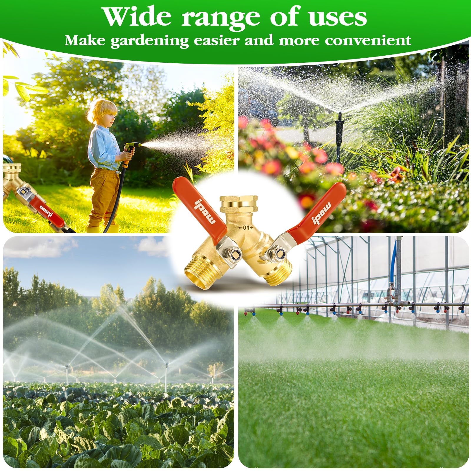 IPOW brass body with rubber grip resists corrosion for durable outdoor use.