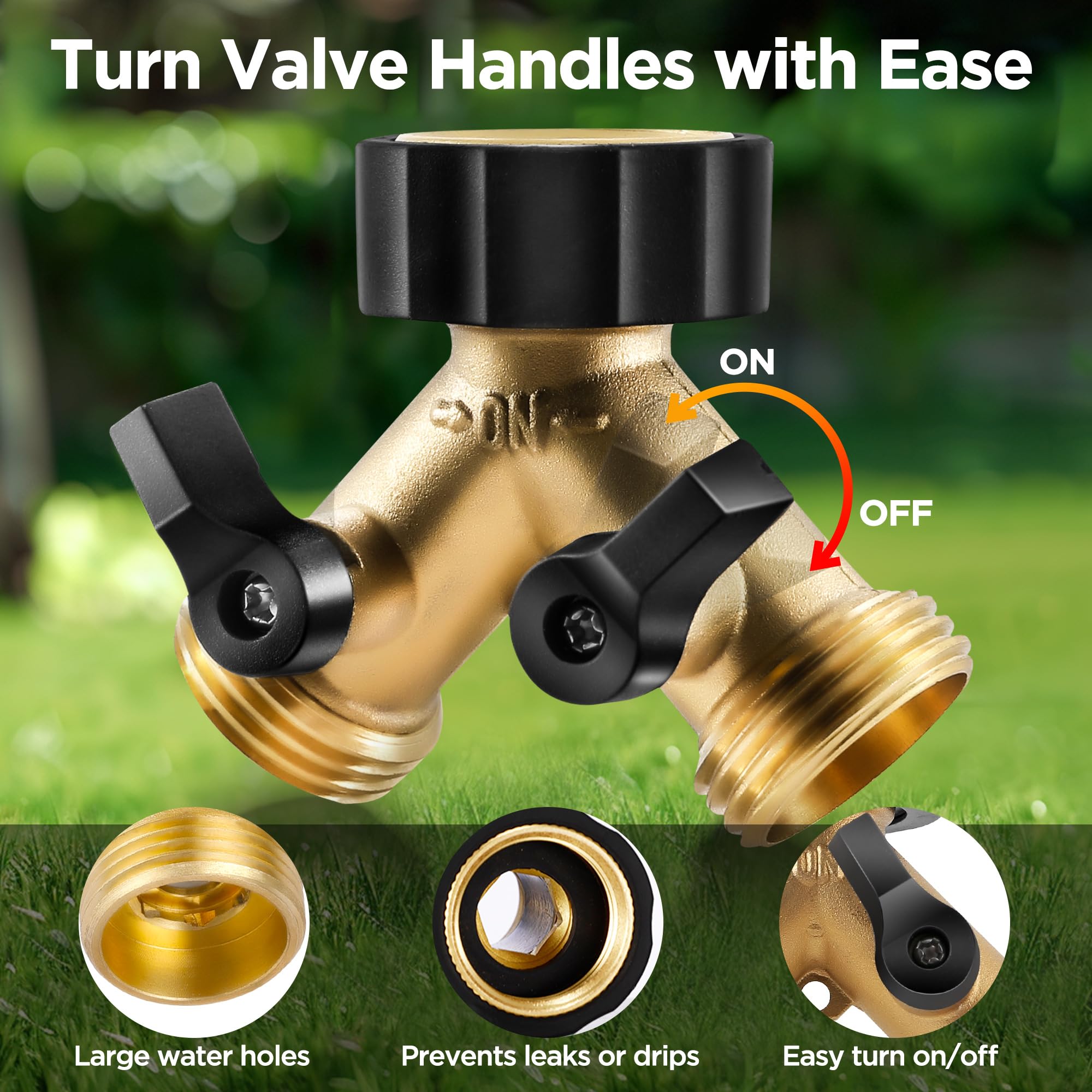 IPOW Y-valve with individual valves and comfortable grip for independent flow control