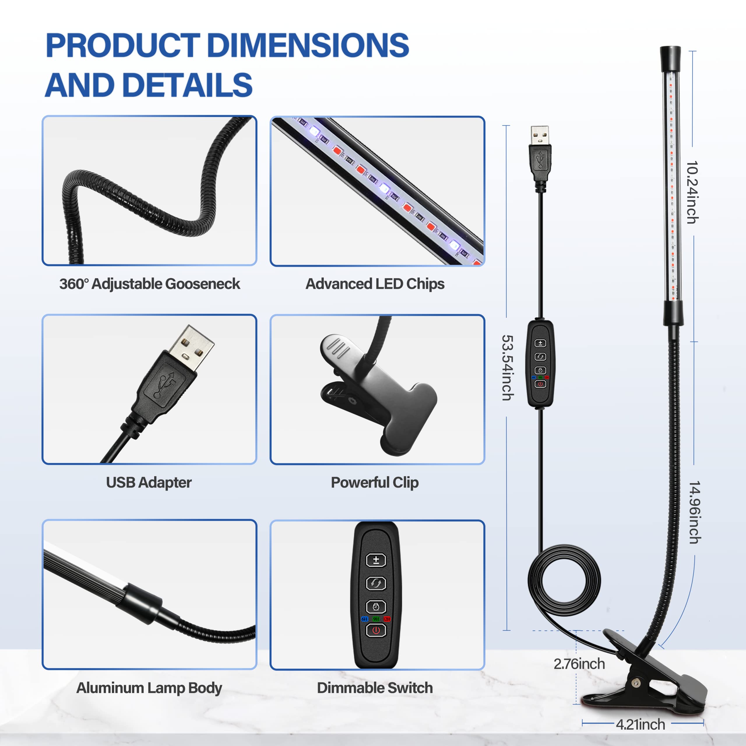 IPower LED Grow Light with dual goosenecks enables precise plant lighting