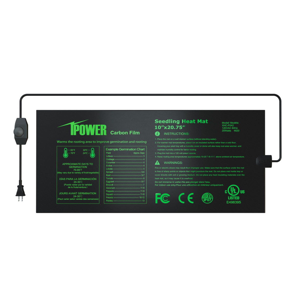 iPower seeding heat mat with thermostat knob enables precise indoor germination control