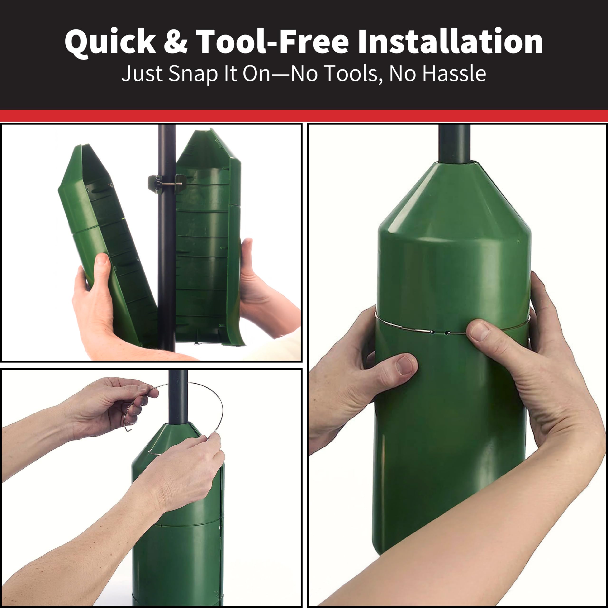 iPrimio Bottom-chew-prevention-plate reduces chewing near feeder poles.