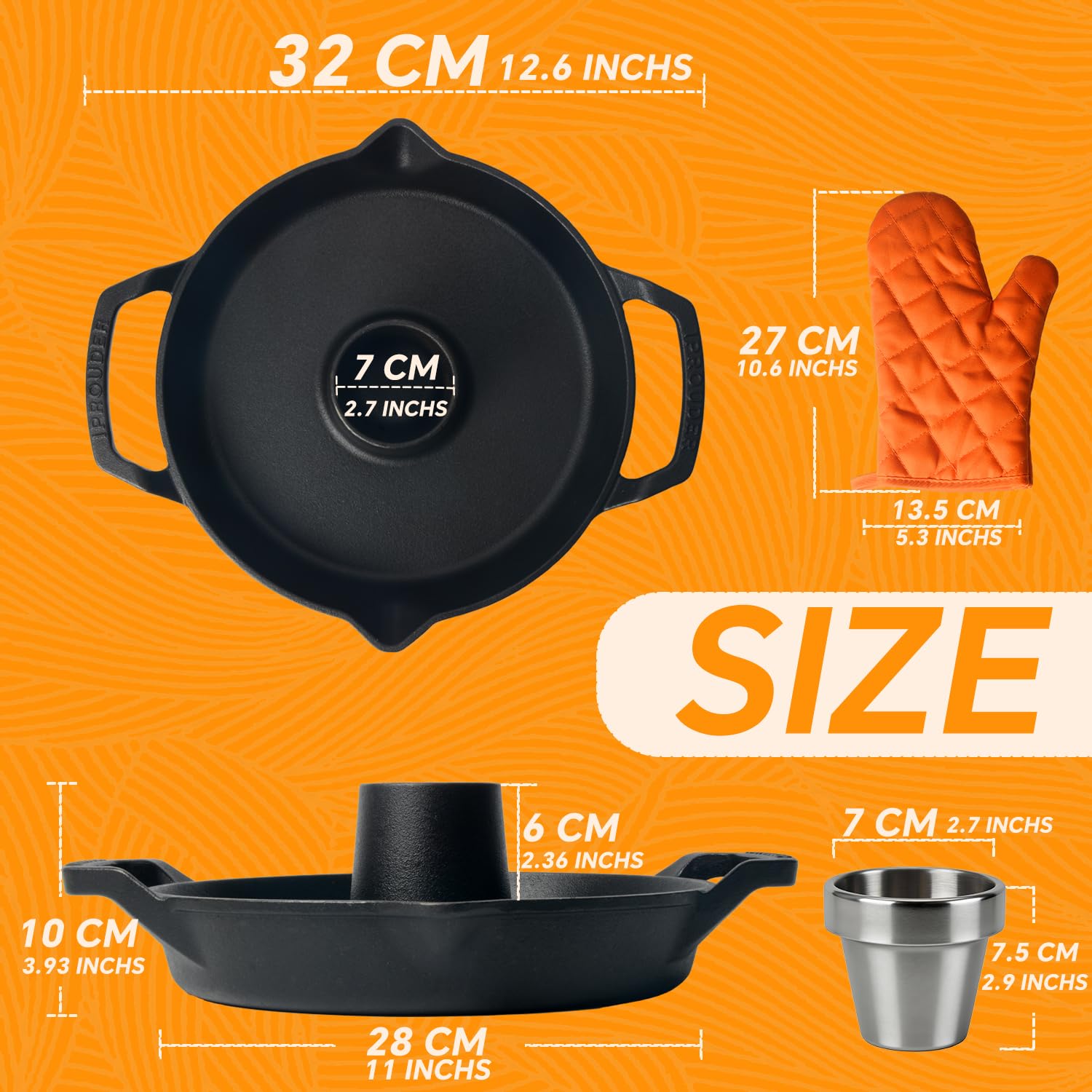 IPROUDER cast iron chicken roaster vertical setup showcases upright roasting for juicy meat.