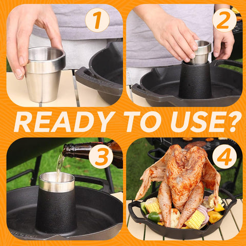 IPROUDER cast iron roaster with wide side handles for easy placement.