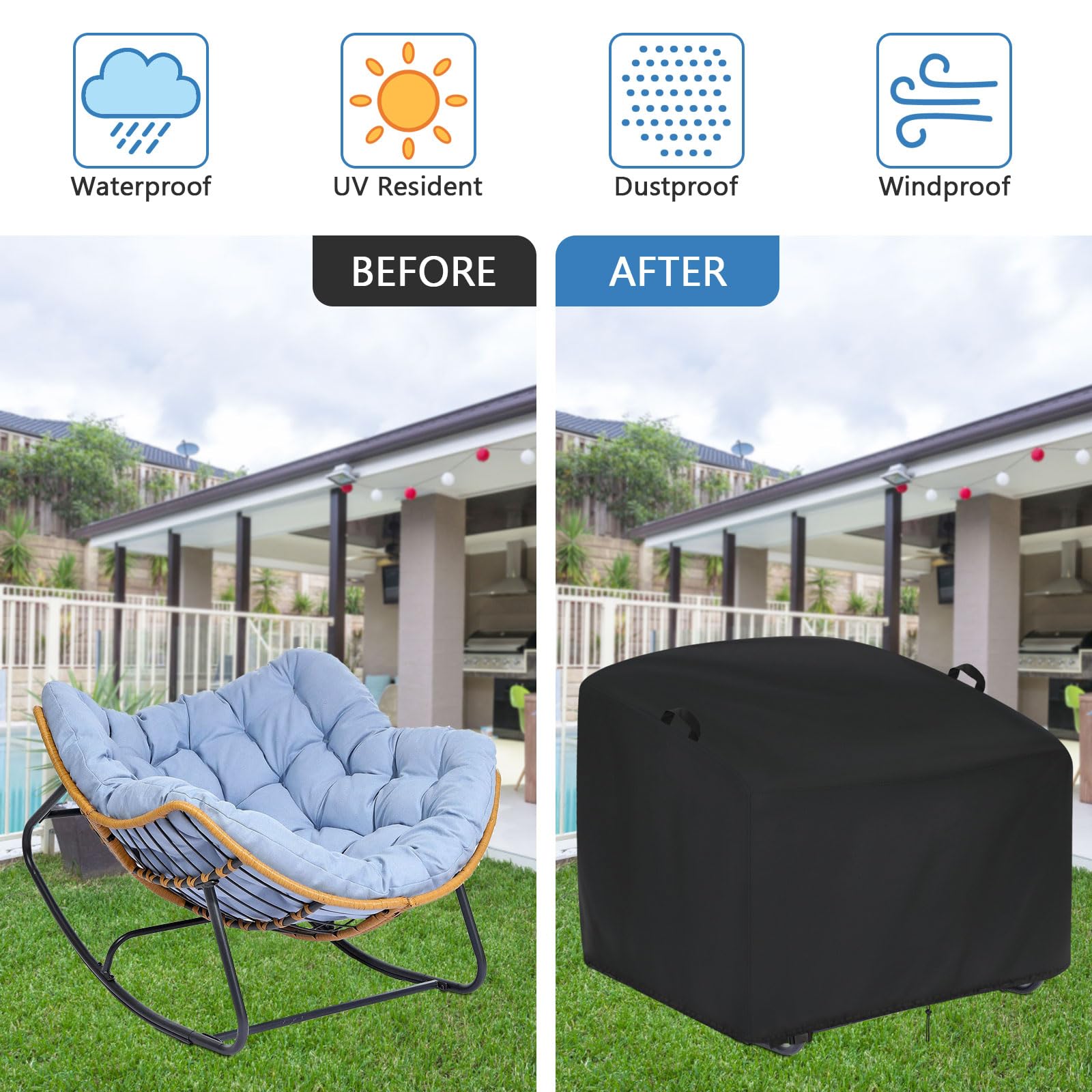 Iptienda 420D Oxford waterproof cover protects from rain and dust