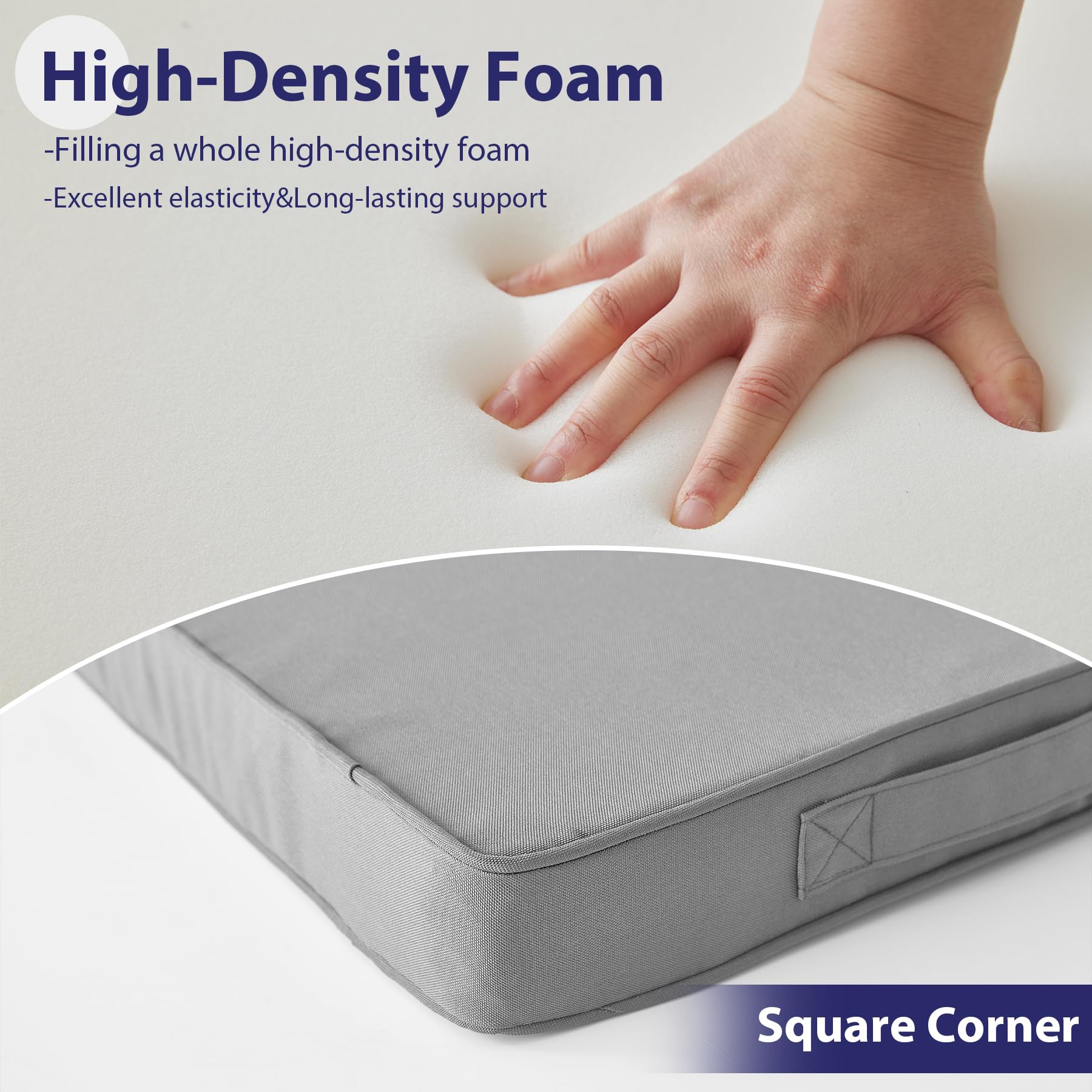 IPYNBAP cushions feature handles and ties to secure cushions on chairs.
