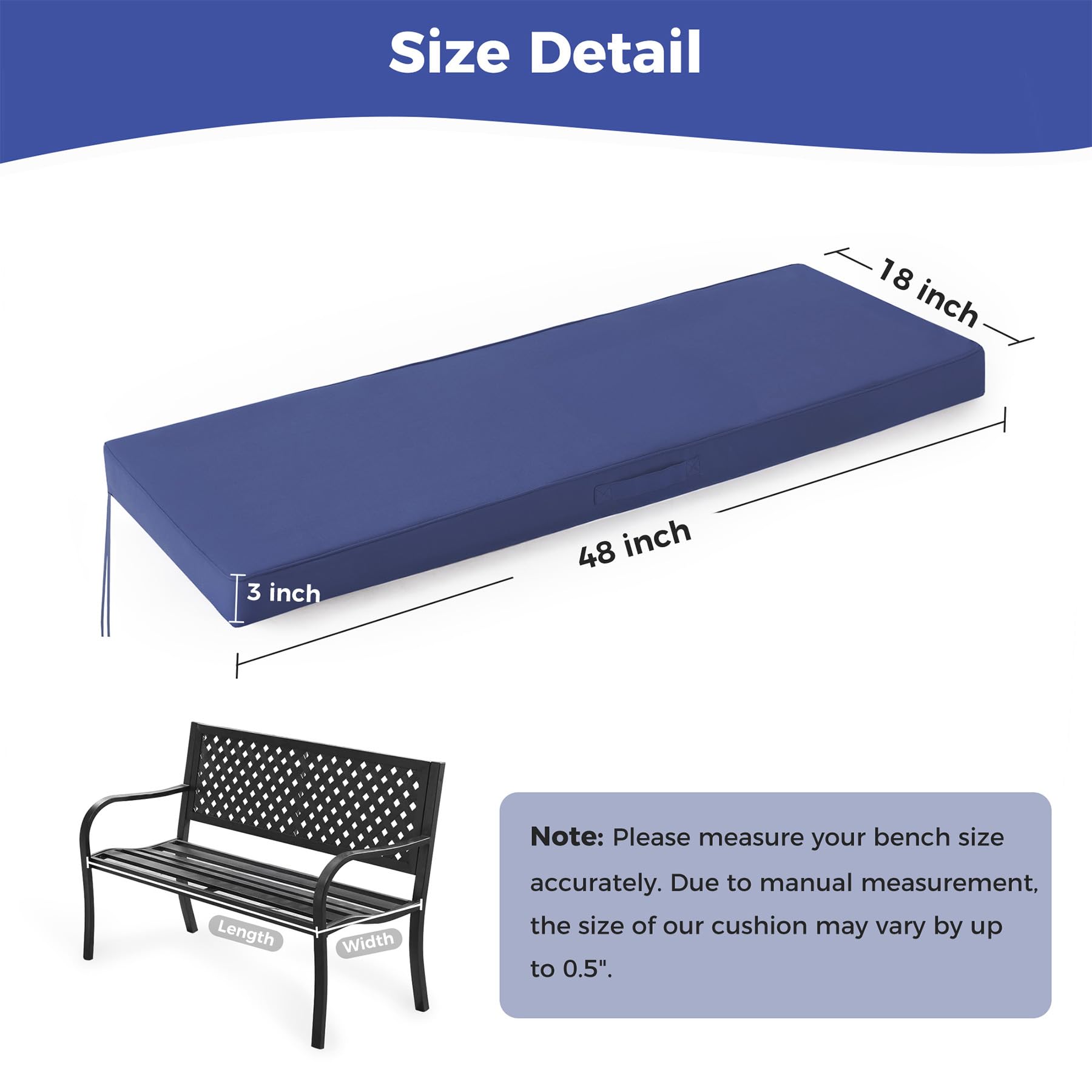 IPYNBAP cushion with dual straps secures to most benches