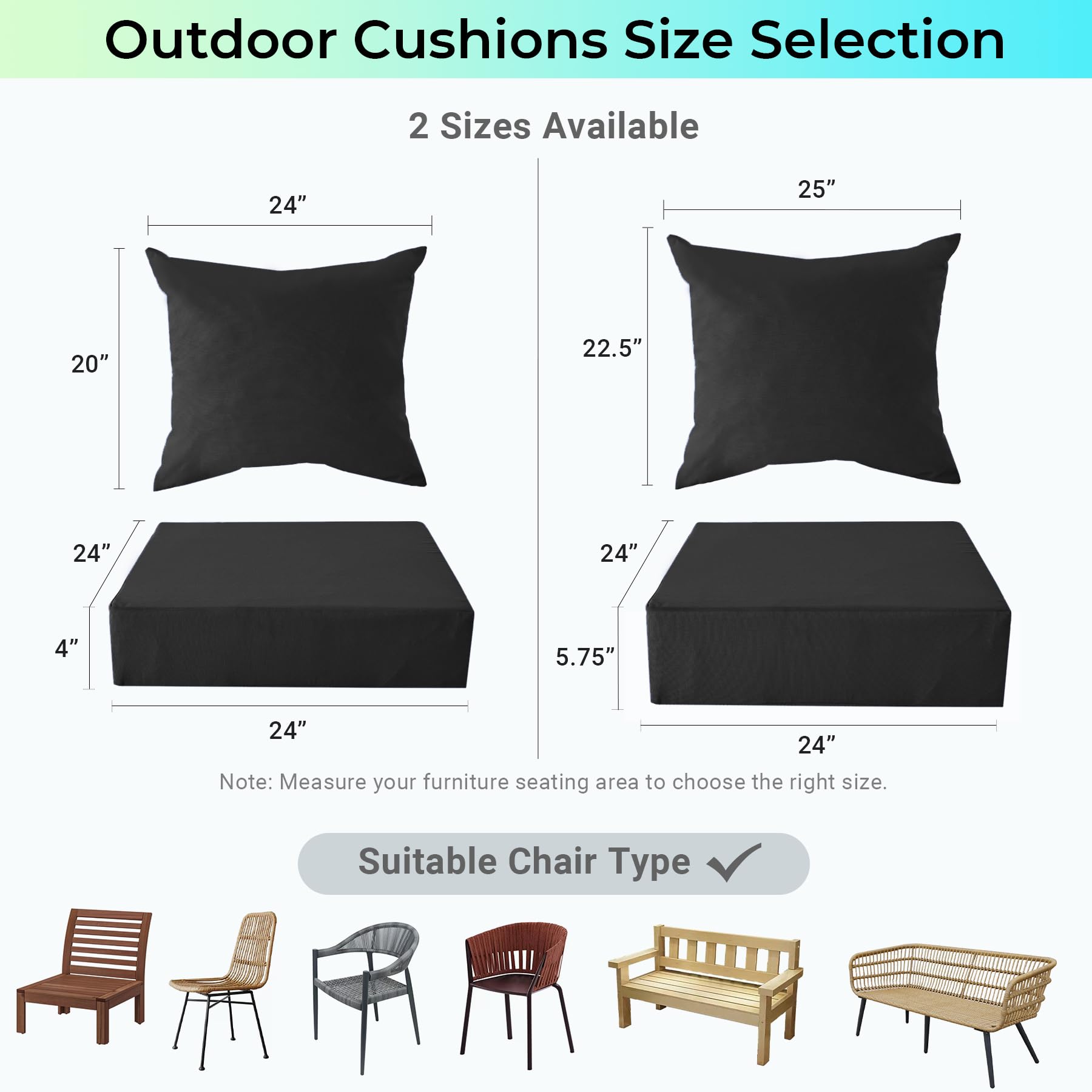 IPYNBAP cushions secured with attached ties for windy outdoor spaces.