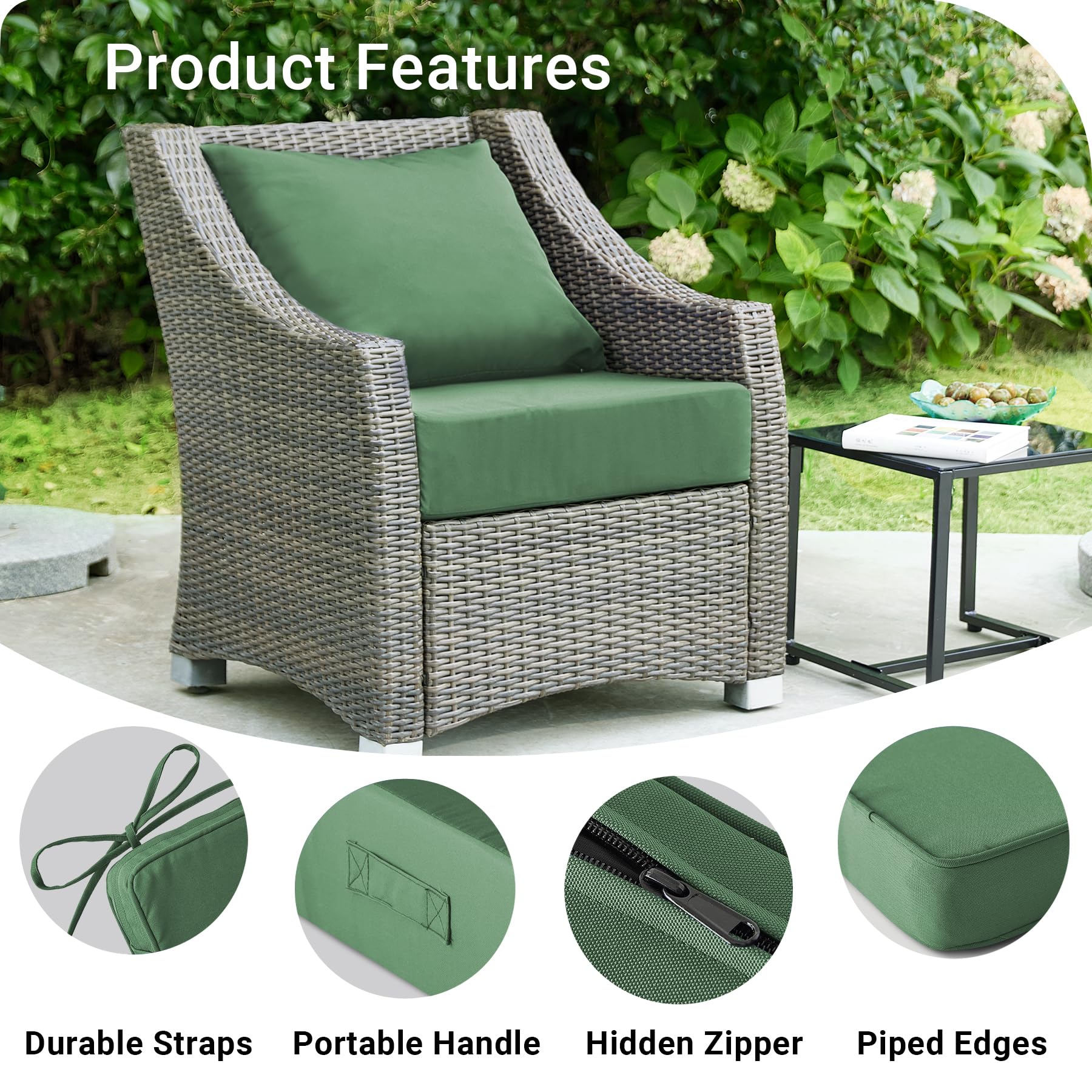 IPYNBAP cushions feature attached ties and a hidden zip for secure use.