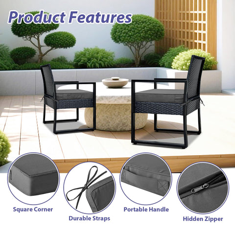 IPYNBAP chair cushions showing attached ties and carry handle.
