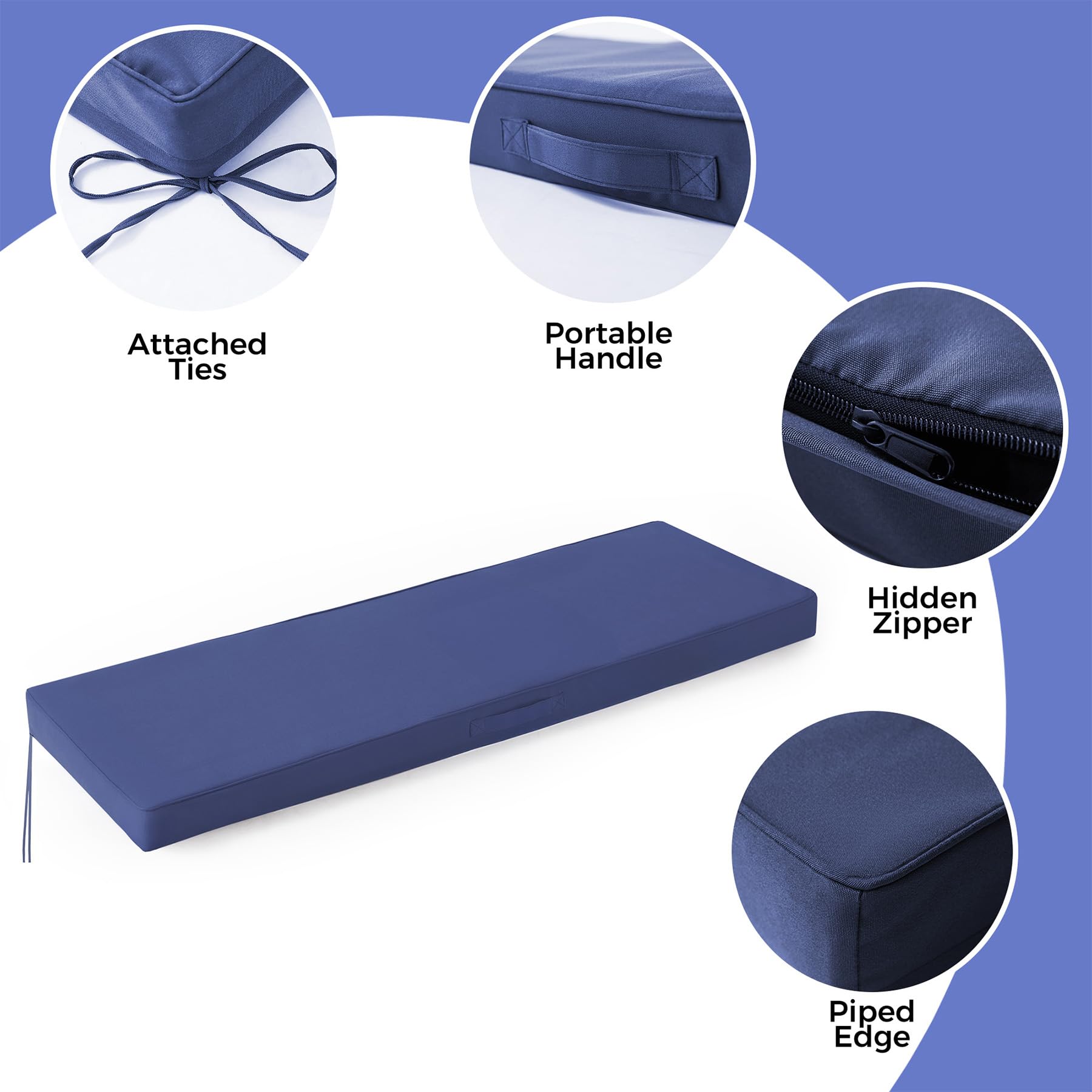 IPYNBAP fade-resistant navy cushion maintains color after sun exposure