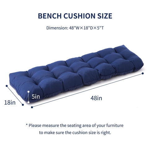 IPYNBAP navy blue tufted cushion close-up showing durable piped edge