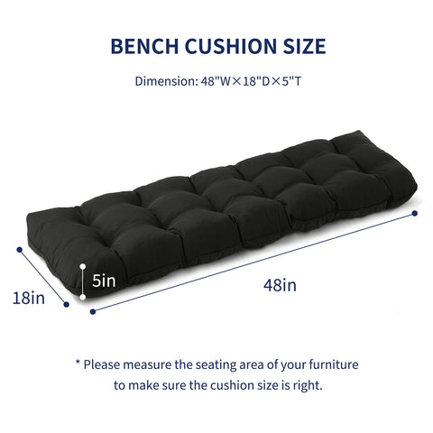 IPYNBAP outdoor bench cushion side profile showing 5 inch height for versatile benches
