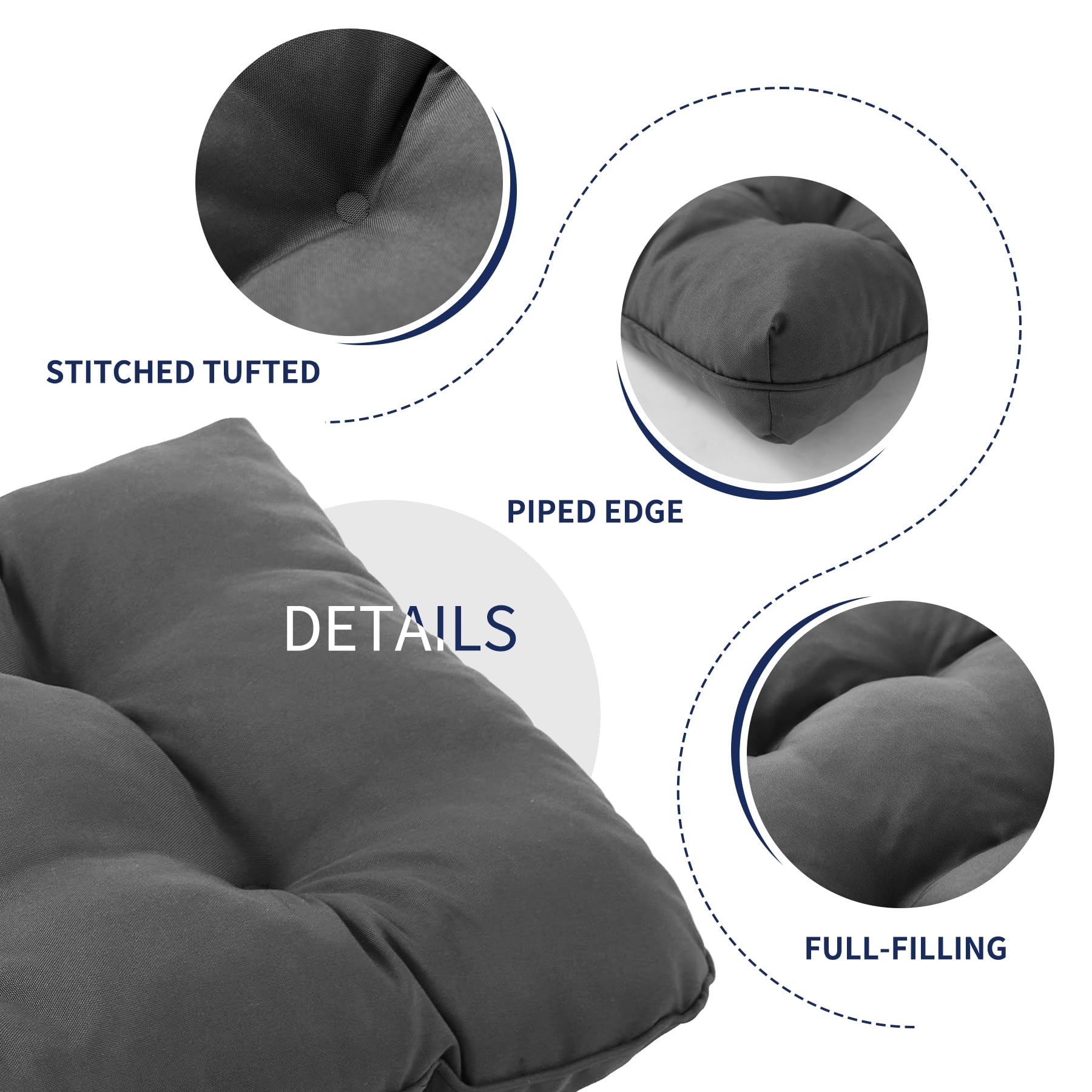 IPYNBAP cushion with piped edges for durable, refined finish.