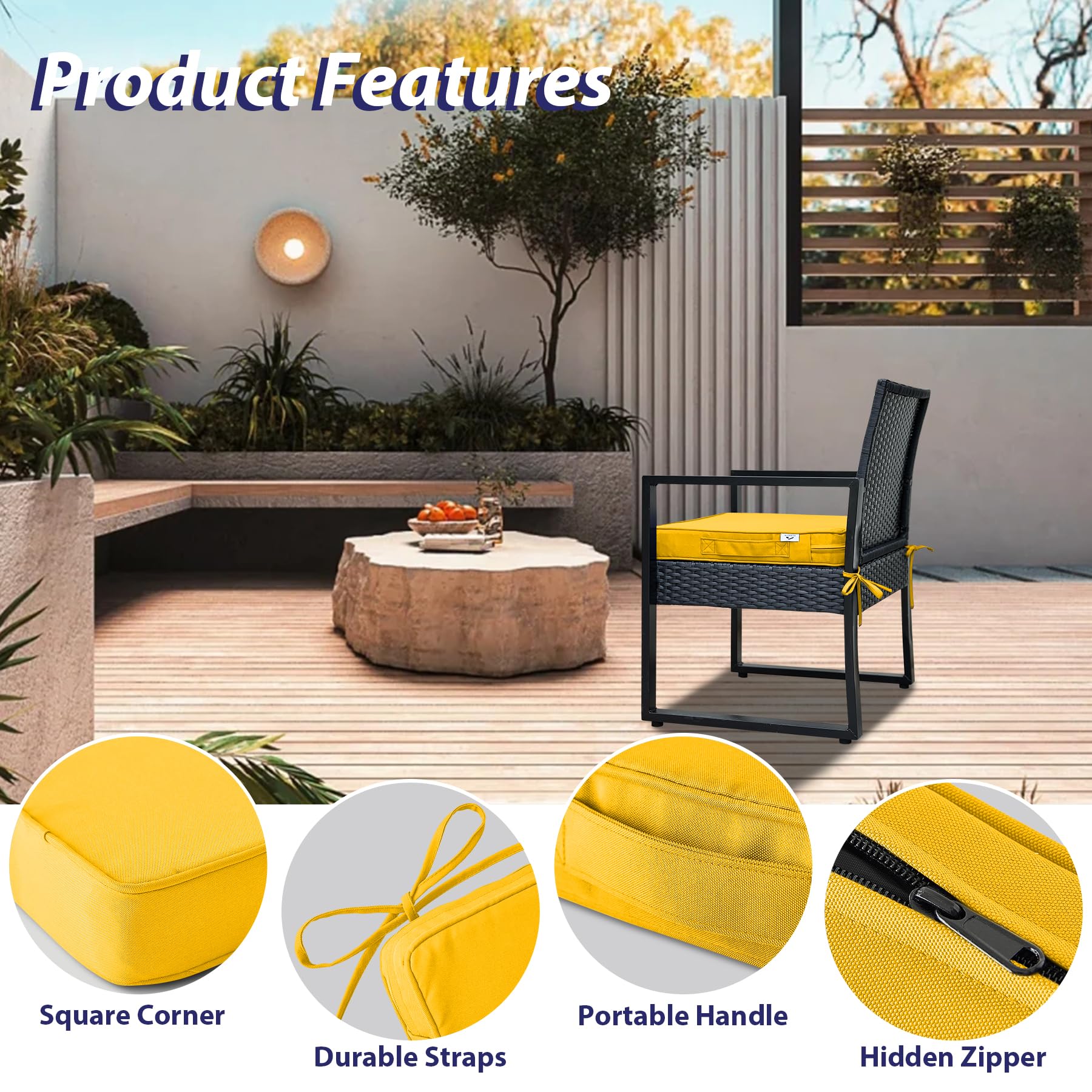 IPYNBAP waterproof patio cushion in yellow adds durability and fade resistance
