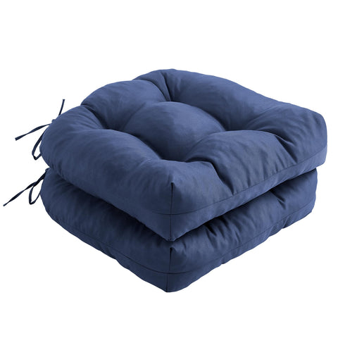 IPYNBAP outdoor chair cushions Set of 2, top view with navy tufted fabric for added comfort