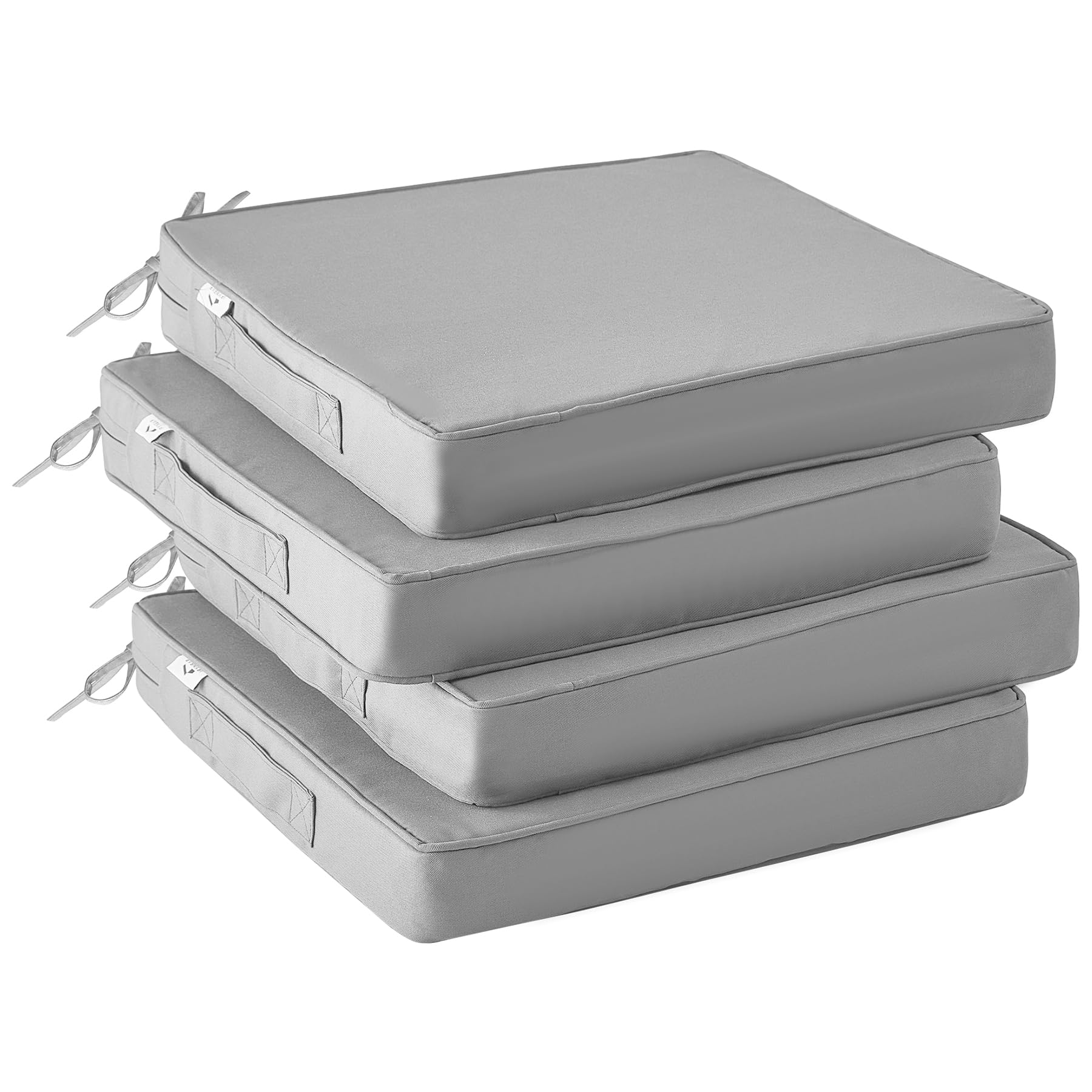 IPYNBAP outdoor chair cushions pack four in grey for comfortable patio seating.
