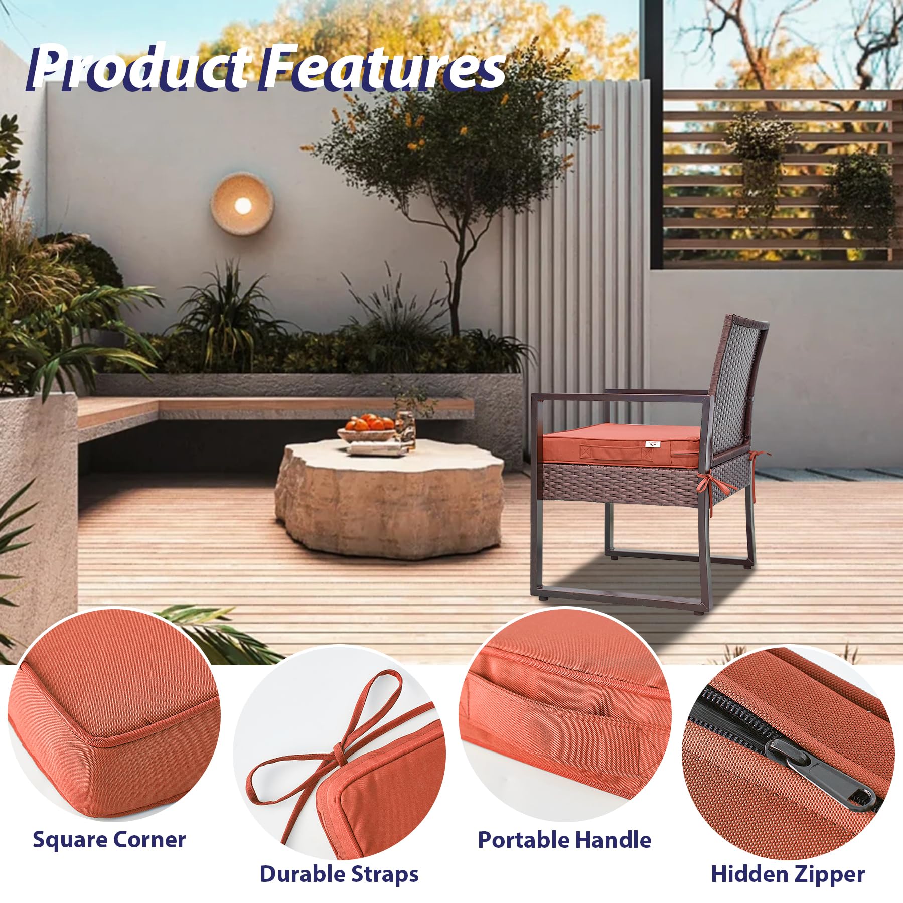 IPYNBAP carry handle and ties keep cushions secure.