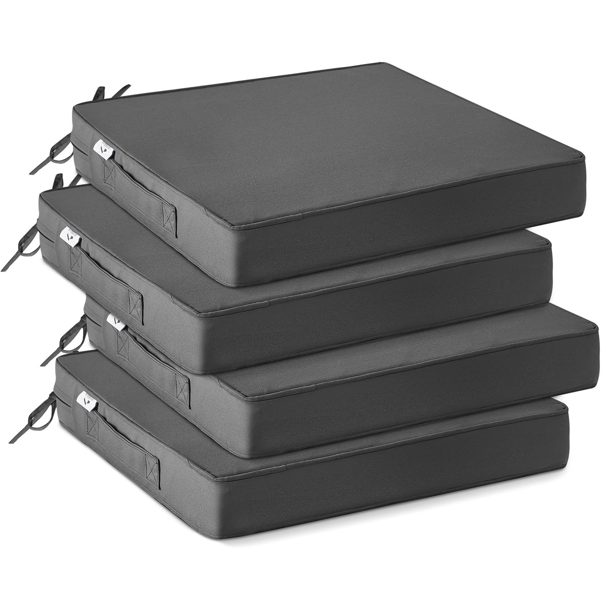 IPYNBAP outdoor chair cushions 4-pack with 19x19x3 size in dark grey for patio seating.