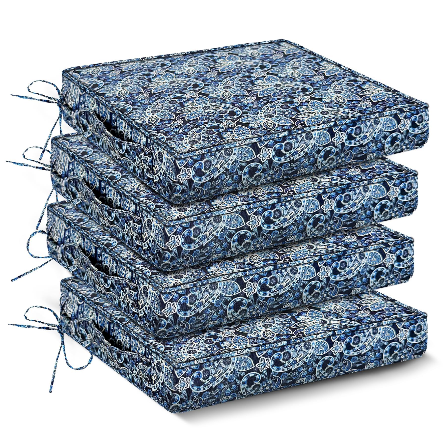 IPYNBAP outdoor chair cushions set of four in green paisley for durable outdoor seating