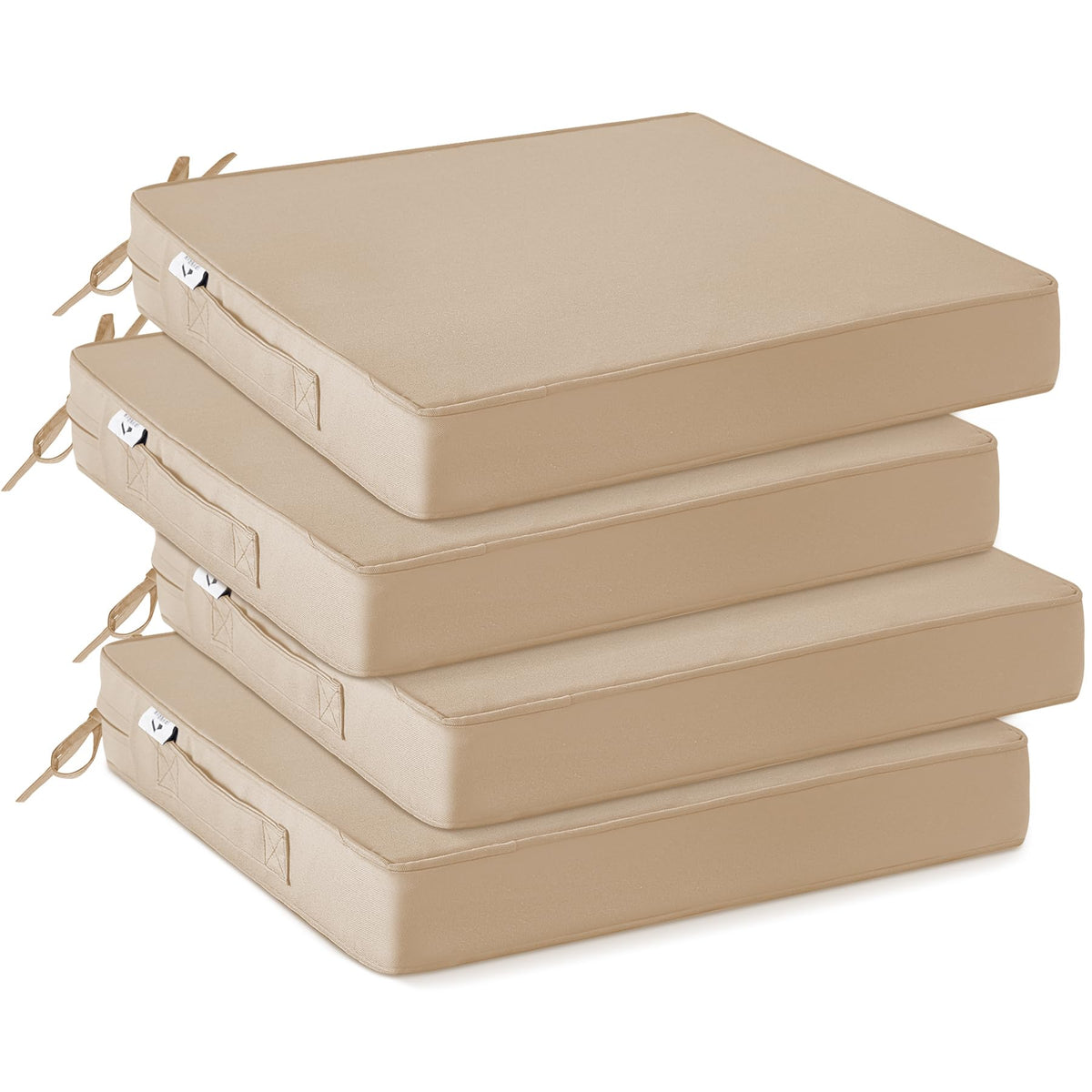 IPYNBAP outdoor chair cushions in beige, 19x19, weatherproof for patios.