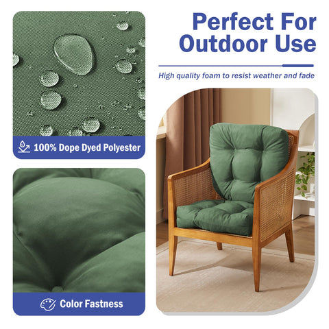 IPYNBAP outdoor chair cushions set on a patio chair for a complete seating upgrade.