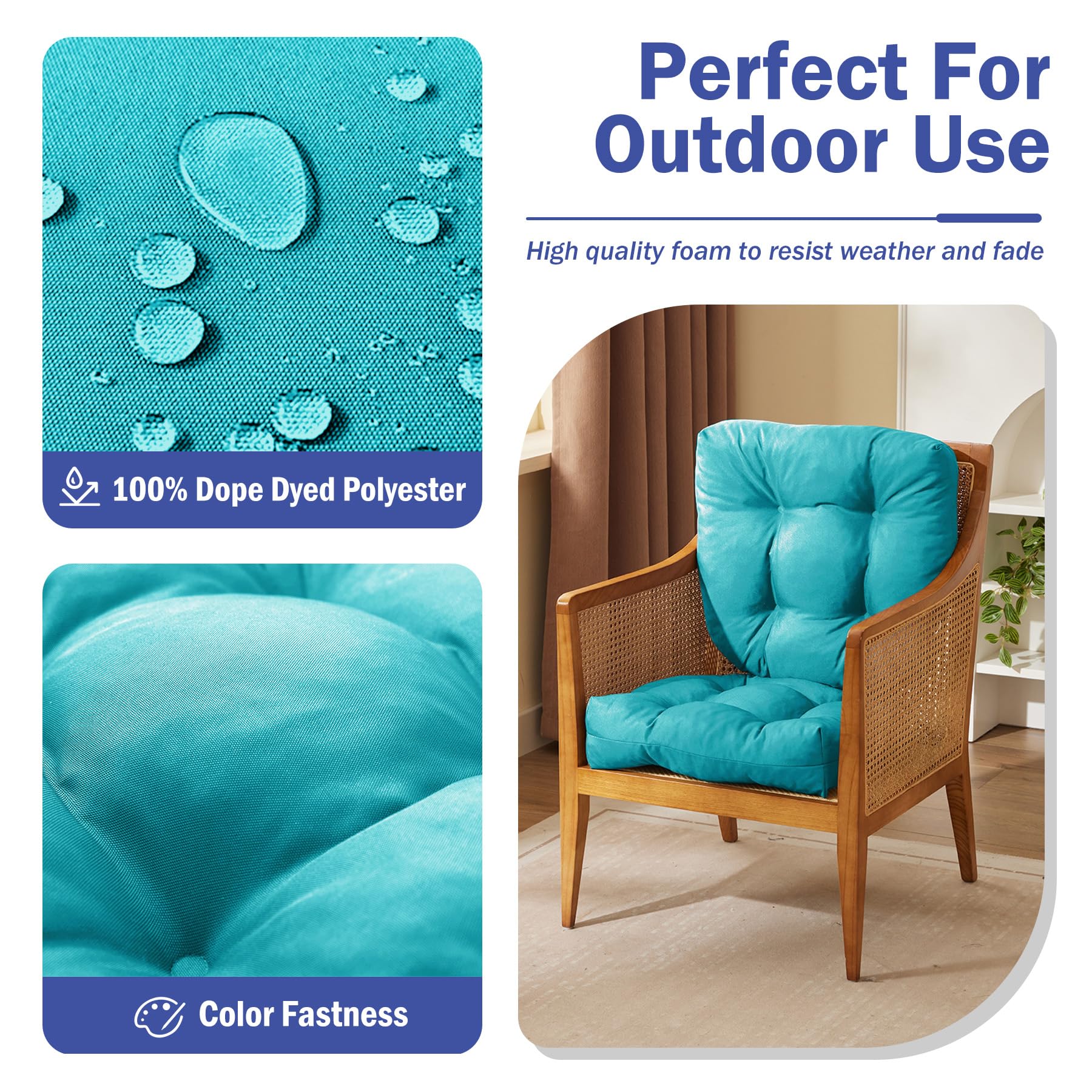 IPYNBAP teal foam-core cushions close-up highlighting soft support