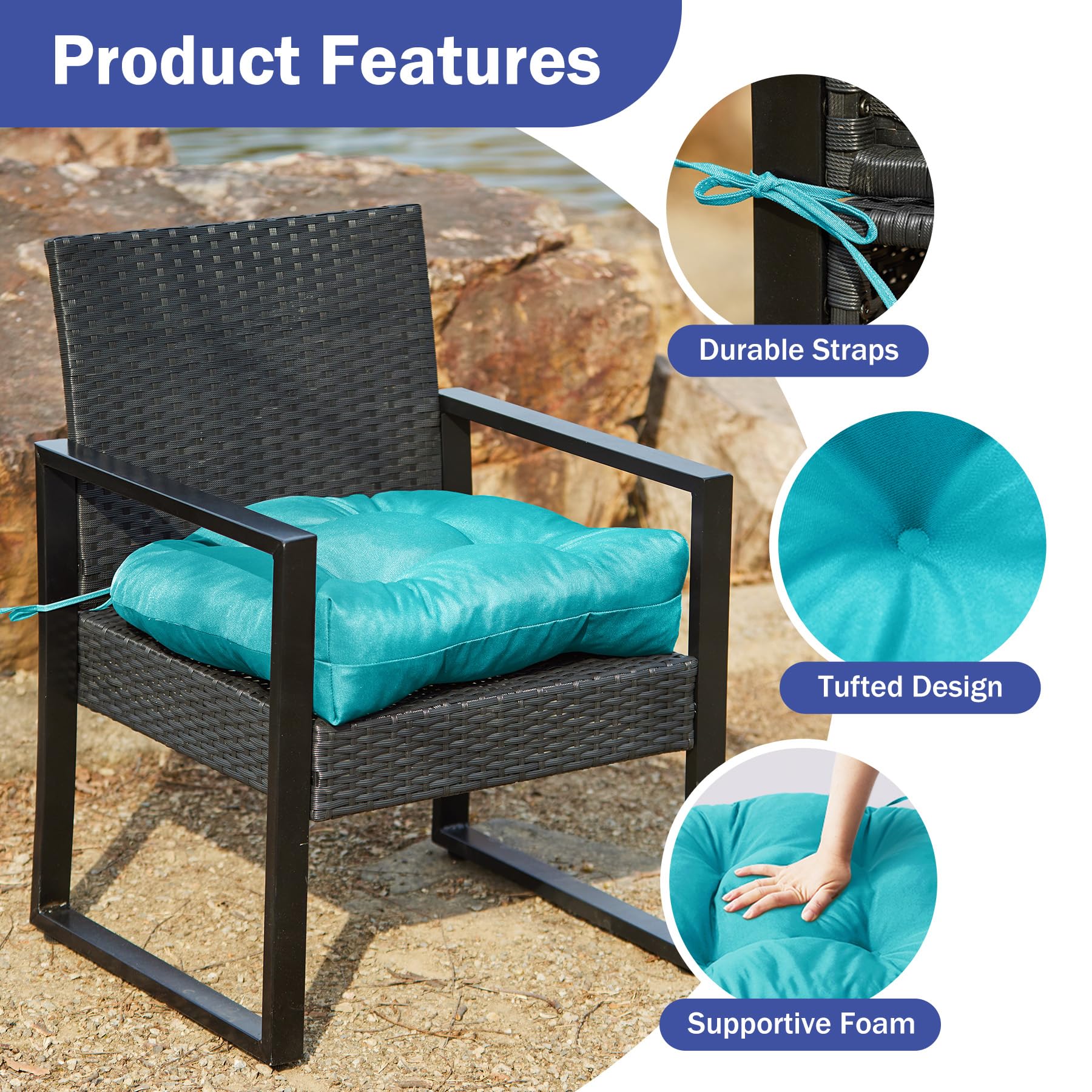 IPYNBAP teal tufted cushion detail preventing clumping