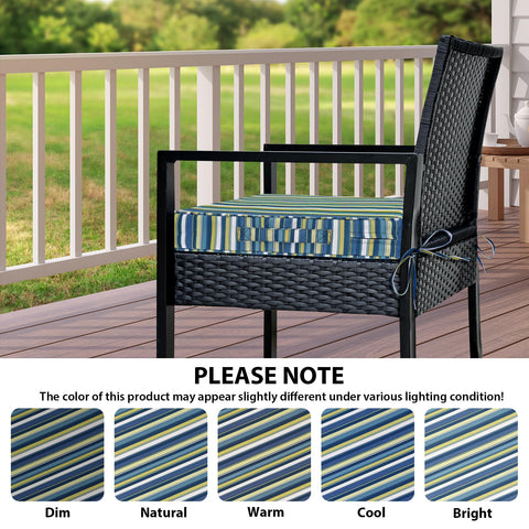 IPYNBAP 19x19 inch blue stripe cushions ready for various chairs.