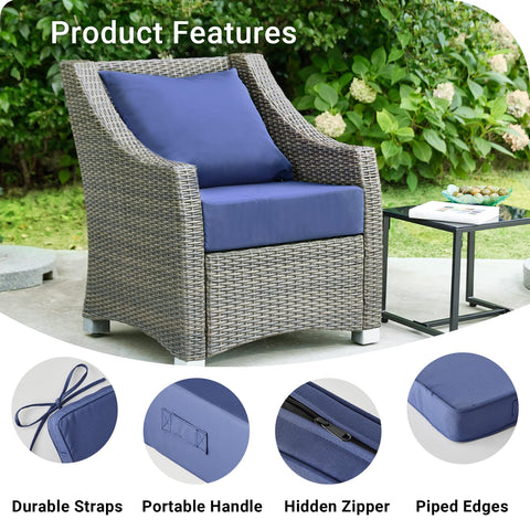 IPYNBAP cushions with attached ties and hidden zip stay secure.