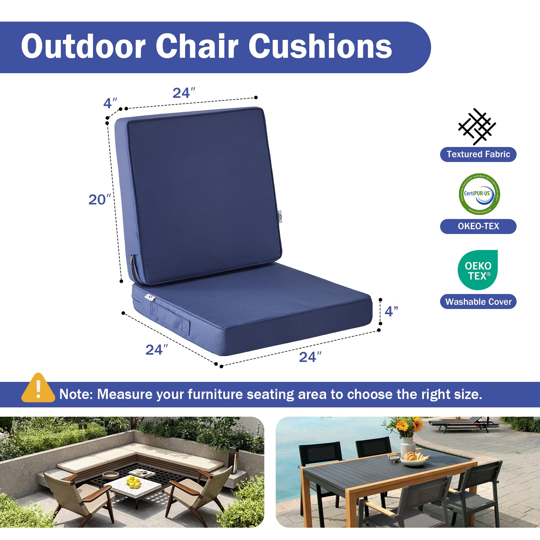 IPYNBAP back cushion close-up highlighting 24x20 inch height for comfortable lounging