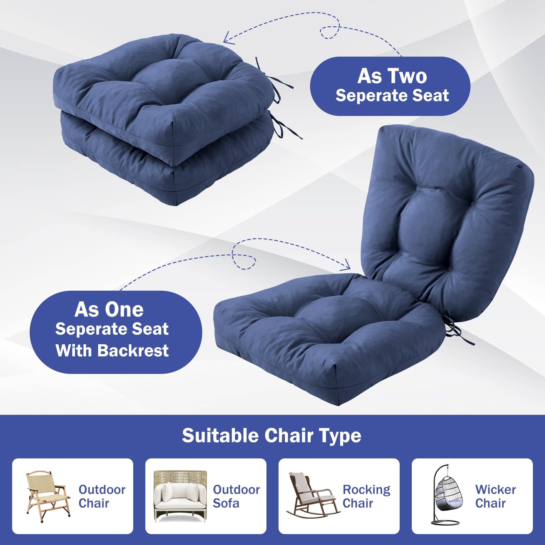 IPYNBAP navy cushions with high-density foam for support