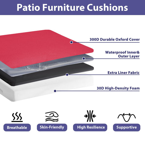 IPYNBAP burgundy cushion with waterproof fabric and fade resistance for outdoor use.