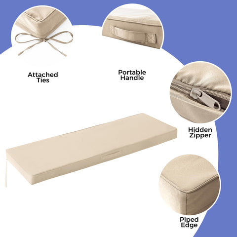 IPYNBAP bench cushion with removable cover and hidden zipper for easy cleaning.