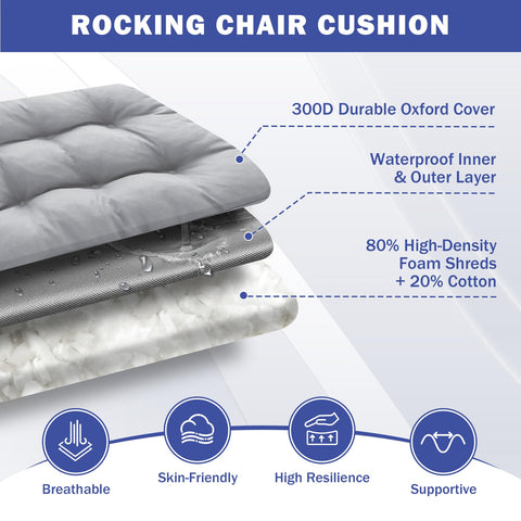IPYNBAP rocking chair cushion with attached ties stays secure on furniture
